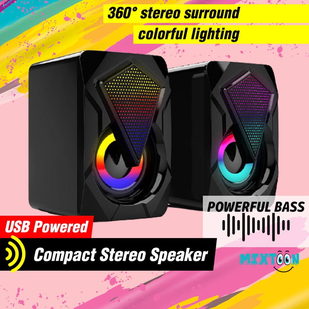 Speaker USB A11 Aktif Mini Portable RGB Gaming Laptop PC Komputer TV Speker Aux Kecil Spiker Super B
