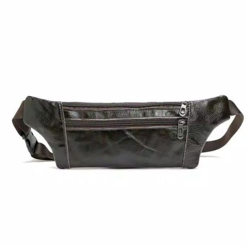 tas pinggang pria punggung kulit leather waist bag import