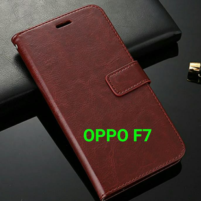 CHASING DAN COVER FLIP COVER OPPO F7 OPPOF7 WALLET LEATHER CASE CASING - HITAM BACA.1