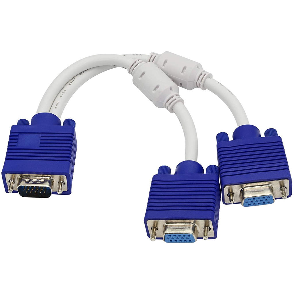 Kabel VGA splitter cabang 1male ke 2female VGA Spliter 2 Port kabel bercabang 2 untuk membagi dua layar monitor komputer PC laptop