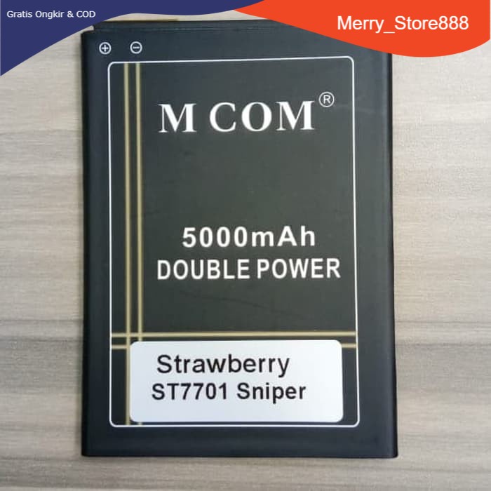 Batere Battery Batre Baterai Double Power Mcom Strawberry ST7701 Sniper