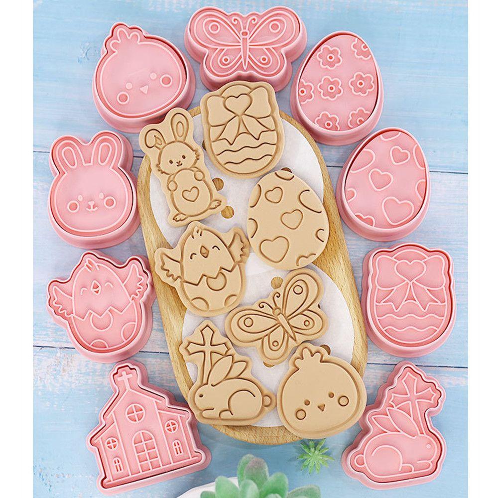 Solighter Easter Biscuit Mold Cetakan Kue Pesta DIY Dekorasi Bunny Molds Happy Easter Cookie Alat Rabbit Egg Biscuit