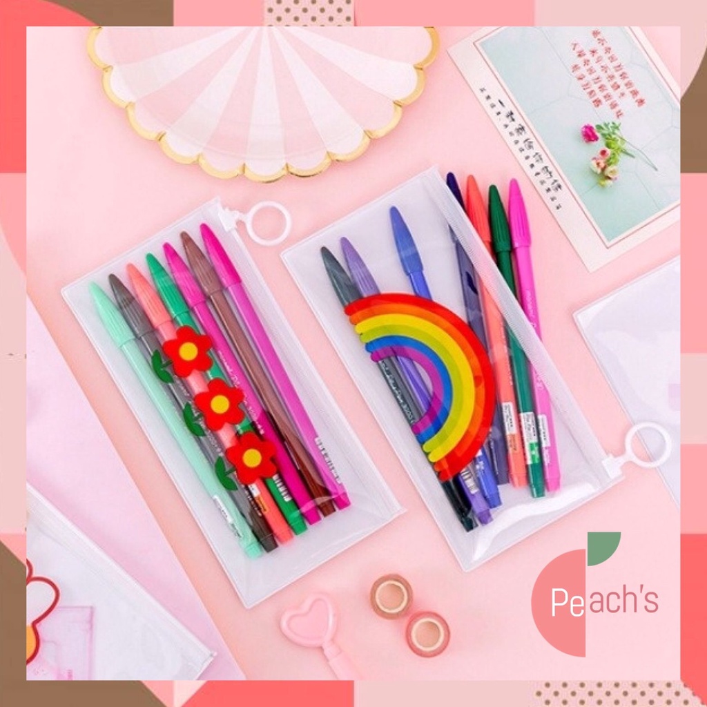 

PEACH S5194 Tempat Pensil Zip Transparan Lucu Motif Korea / Zipper Bag / Pouch Mini