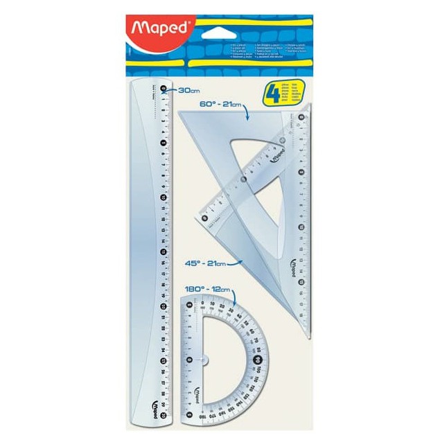 

Maped Penggaris Essentials Large set - 4 pcs / penggaris maped 4 pcs / large 4 pcs / maped