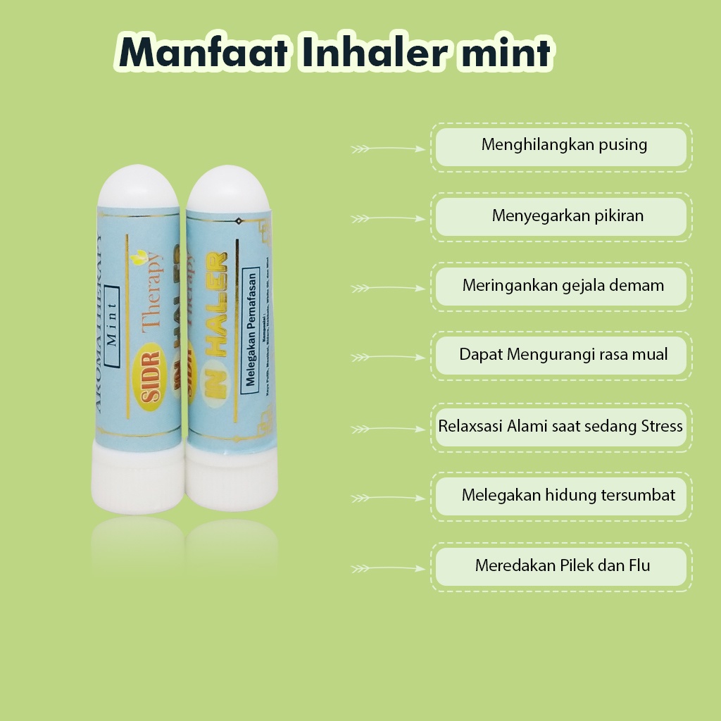 Obat Hidung Tersumbat Aromatherapy Inheler Asma Inhaler Mint Obat Migrain Melegakan Pernafasan  Inhaler Insomnia – Sidr Theraphy Original premium