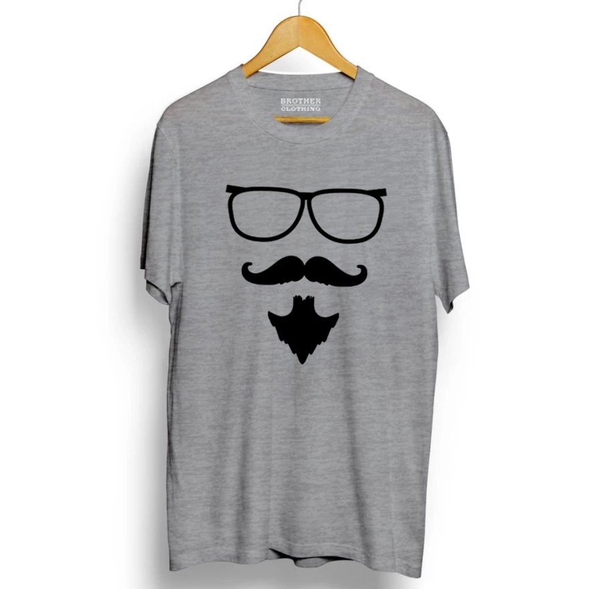 Kaos Distro Hipster - Kacamata Kumis Jenggot Abu Misty PREMIUM