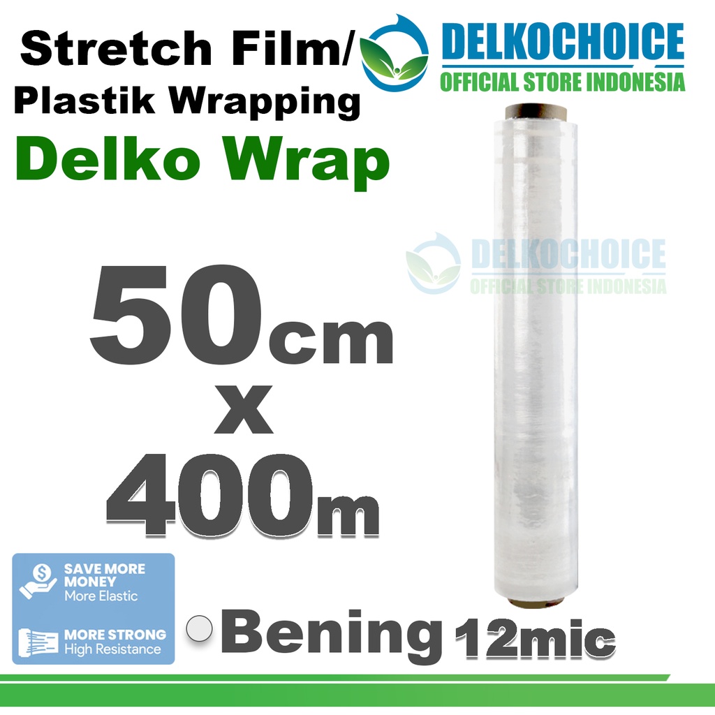 

Plastik Wraping Stretch Film BENING 50cm x 400m Pembungkus DELKOWRAP PREMIUM / SATUAN