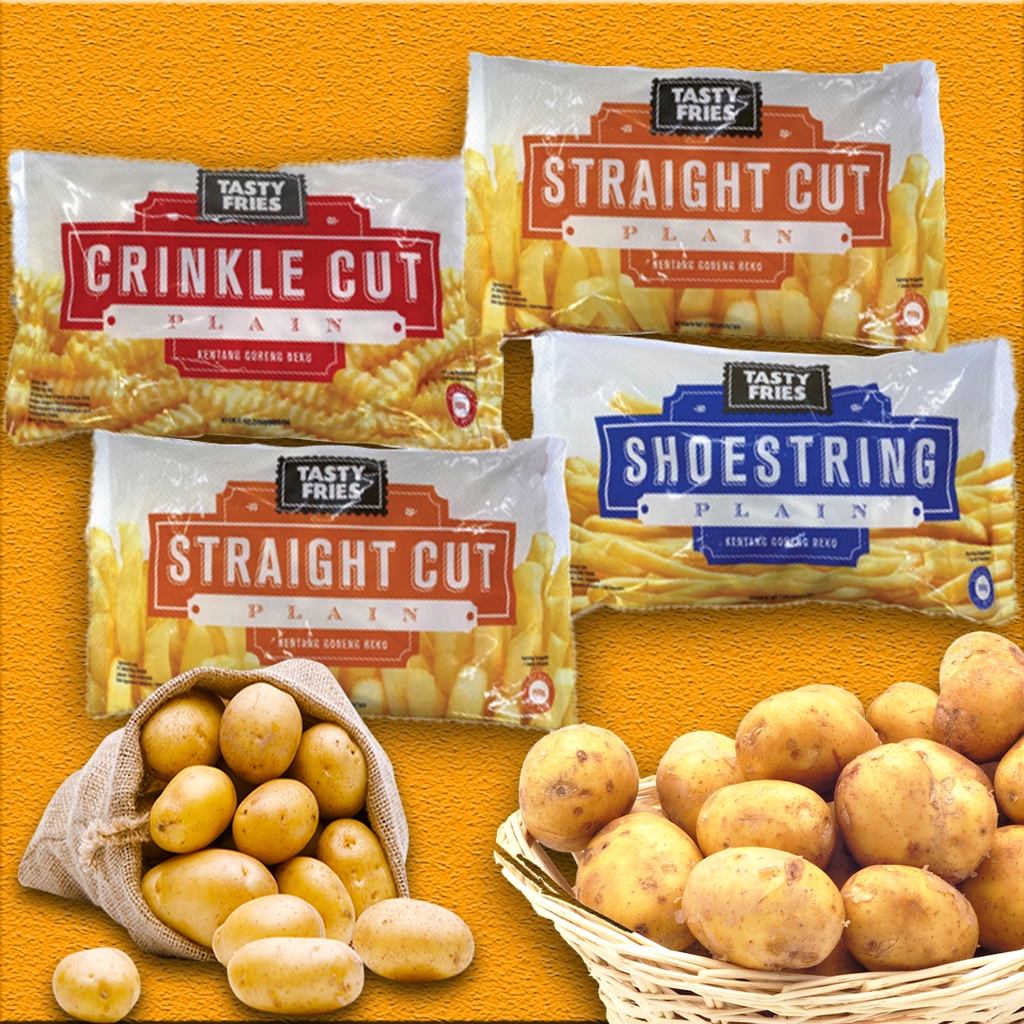 

Kentang Tasty Fries Shoestring/Crinkle/Straight Cut 900gr