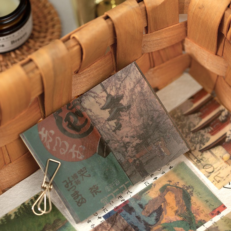 Journamm 50pcs Vintage Paper  for Phone Deco Retro Stationery Supplies Litmus Paper Bullet Journal Scrapbooking Label Stickers-5