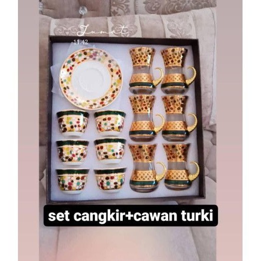 set cangkir dan cawan Turki import mewah