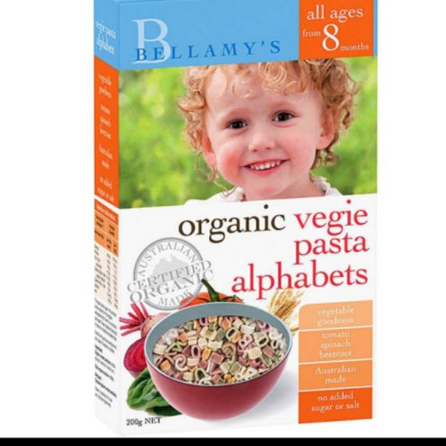 

Bellamy's organic vegie pasta alphabets 200gr