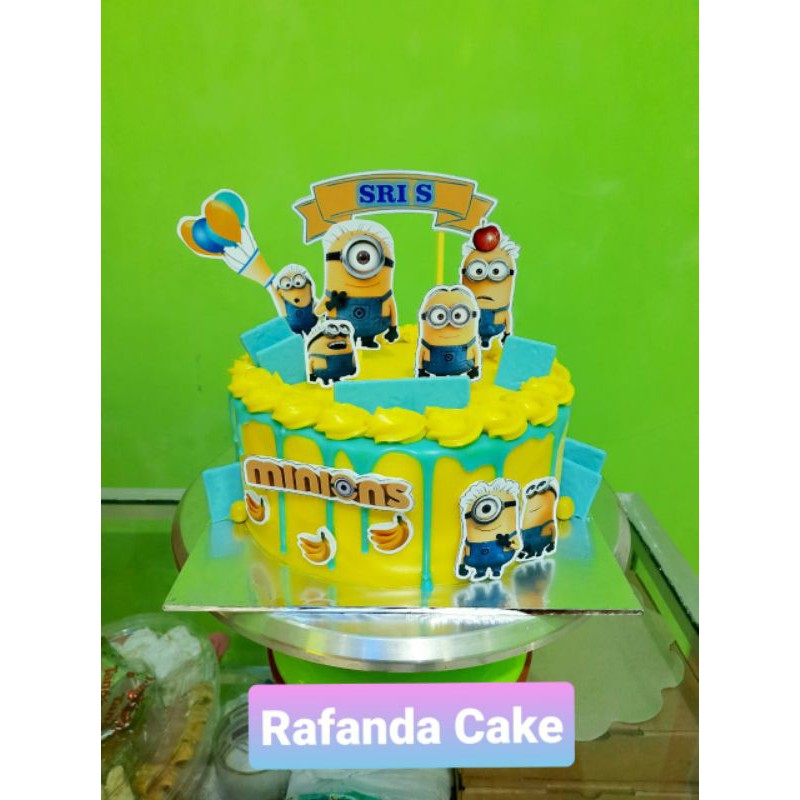 topper kue ultah minions toper custom nama