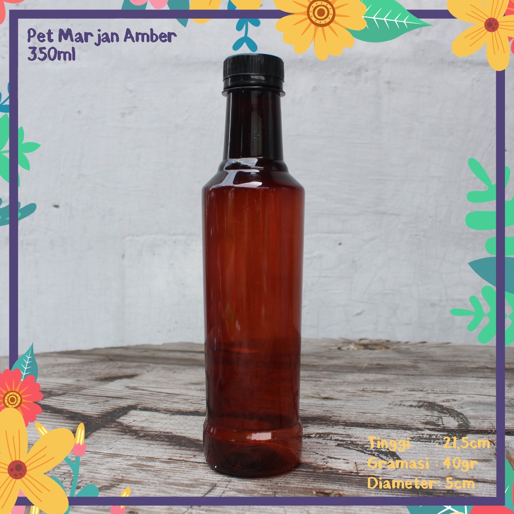 BOTOL PLASTIK PET MARJAN AMBER COKLAT 350ML TEBAL KEMASAN MINUMAN MADU KOPI JUS SUSU JELLY VITAMIN S