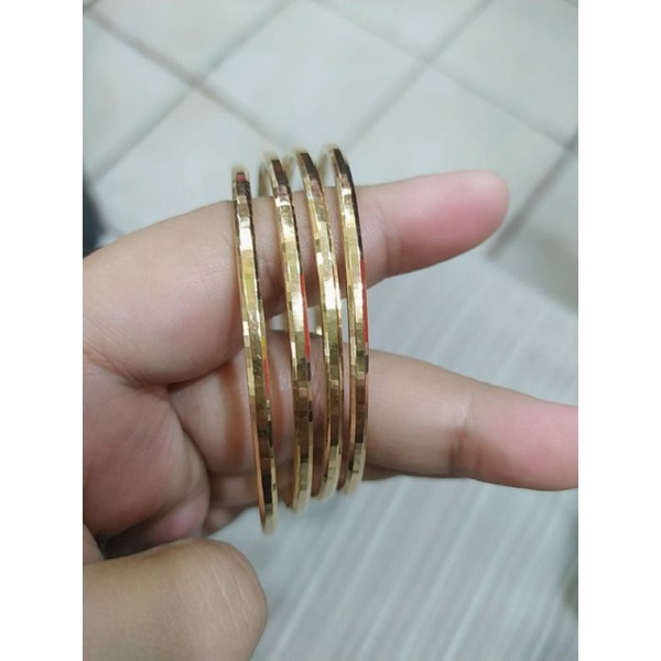 GELANG PERAK ASLI SILVER 925 LAPIS EMAS/GELANG TANGAN KERONCONG POLOS 4PCS/ASLI SILVER/FASHION WANITA/GELANG 4PCS