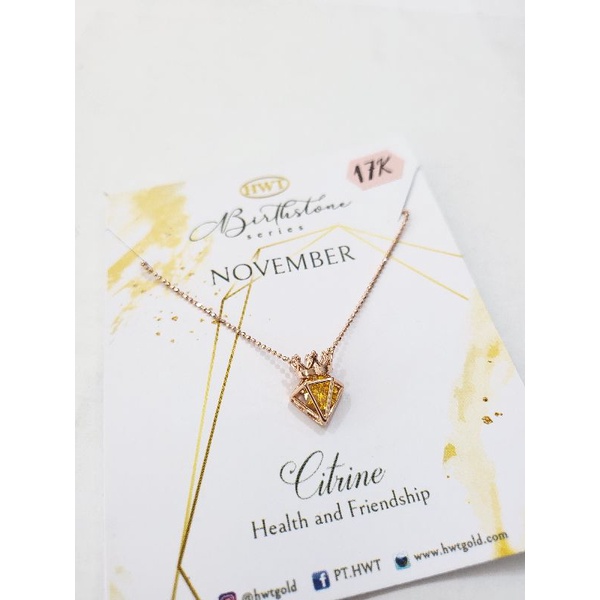 Rantai emas asli HWT BIRTHSTONE NOVEMBER kadar 17k