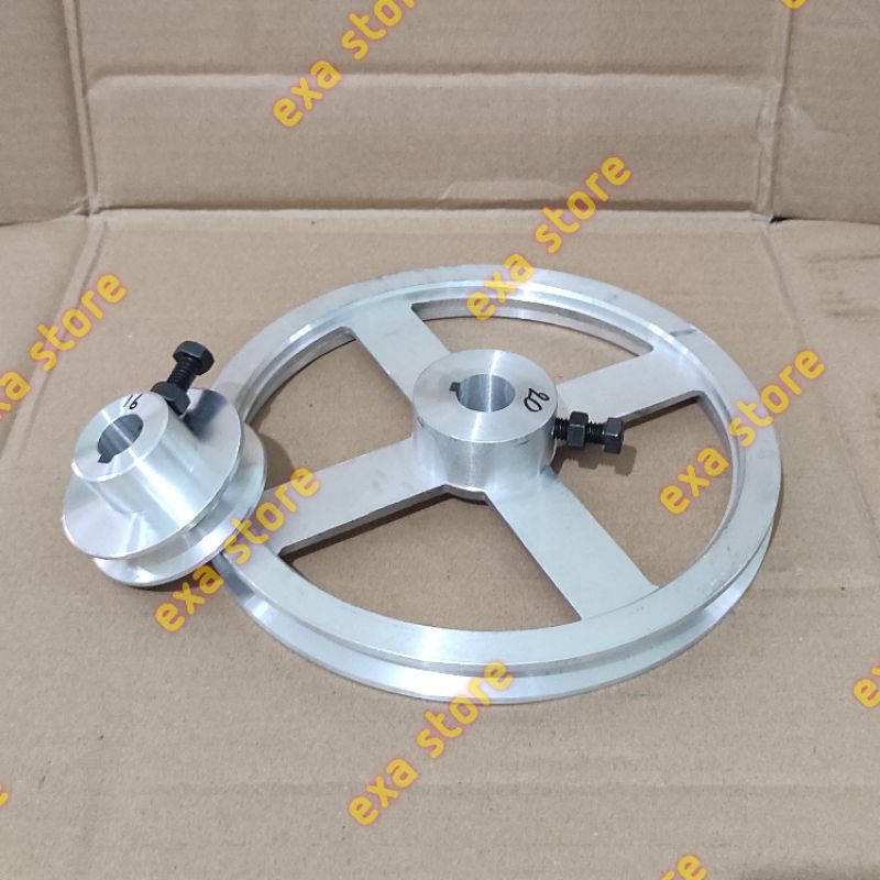Pulley dinamo A1 - 2.5 " dan pulley penggerak 8 " as  12 14 15 16 17 18 19 20 mm (BISA REQUEST) BACA
