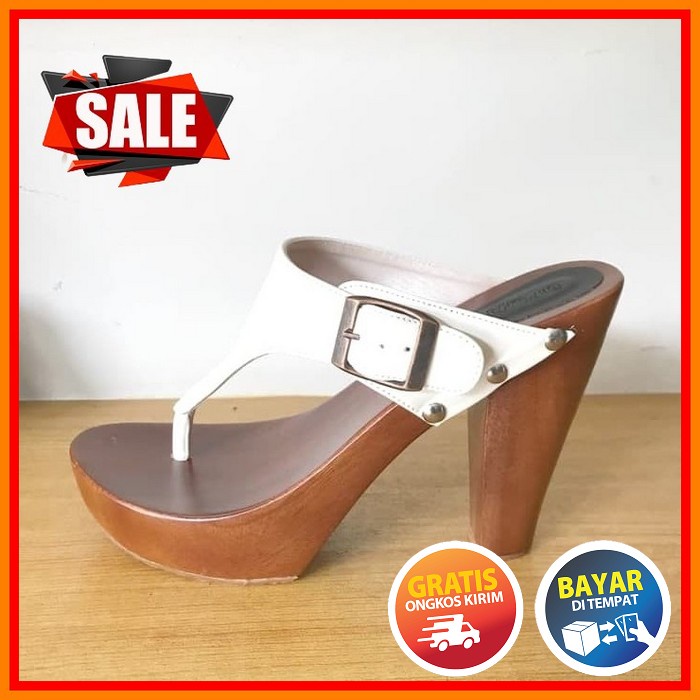 Sendal High Heels Pesta Kondangan Wanita Terbaru Haihil Haihils I UP586 High Heels Jepit  Putih 36