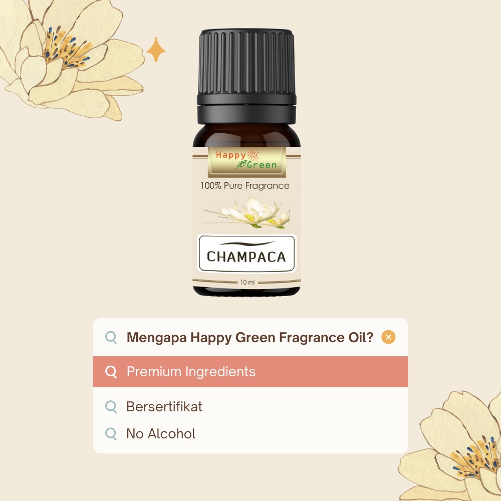 Happy Green Champaca Fragrance Oil (10 ml) - Parfum Aroma Cempaka Putih