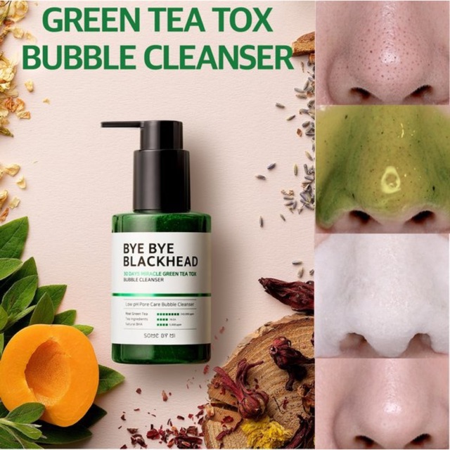 Somebymi Bye-Bye Blackhead 30 Days Miracle Green Tea Textox Bubble Cleanser 120gr