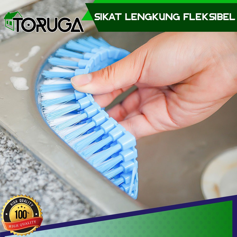 Sikat WC Toilet Lengkung Fleksibel Brush Pembersih Wastafel Lantai Cleaning Serbaguna