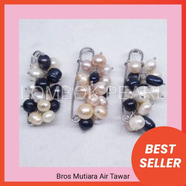 Peniti / Bros Mutiara Air Tawar dari Lombok / Peniti Besar Mutiara Tawar