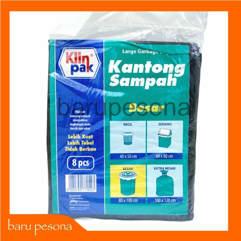 Jual Plastik Sampah Besar Kantong Sampah Klinpak Besar 80x100 Cm Isi 8 Pcs Shopee Indonesia 5416