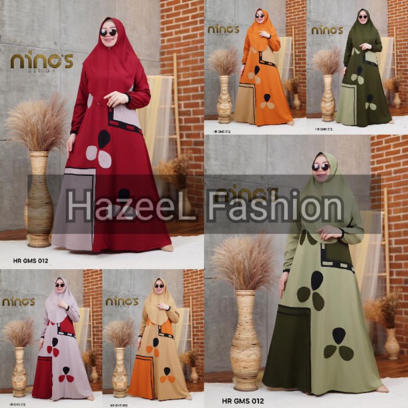 READY NEW ORIGINAL GOOD QUALITY SYARI BY NINOS DESIGN HR GMS 012 DRESS MUSLIMAH