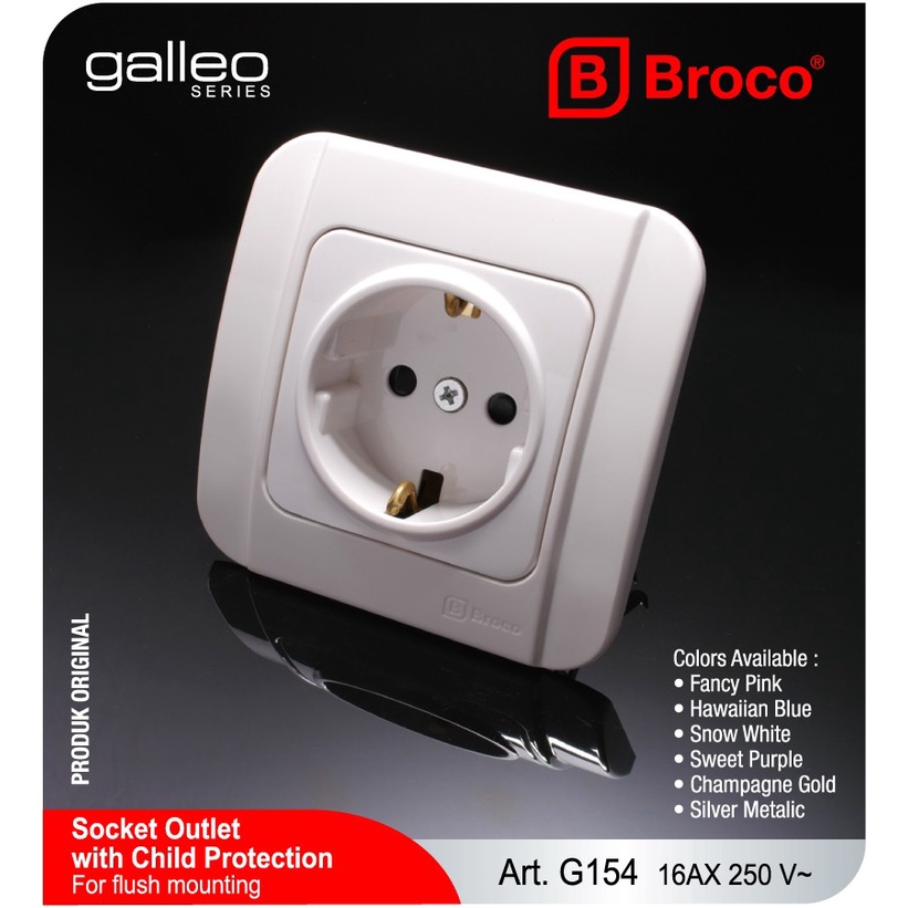 Stop Kontak Broco GAL G154-55S WH Socket Outlet CP Child Protection