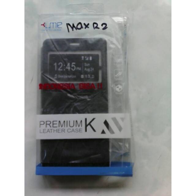 Leather case flip cover andromax r2