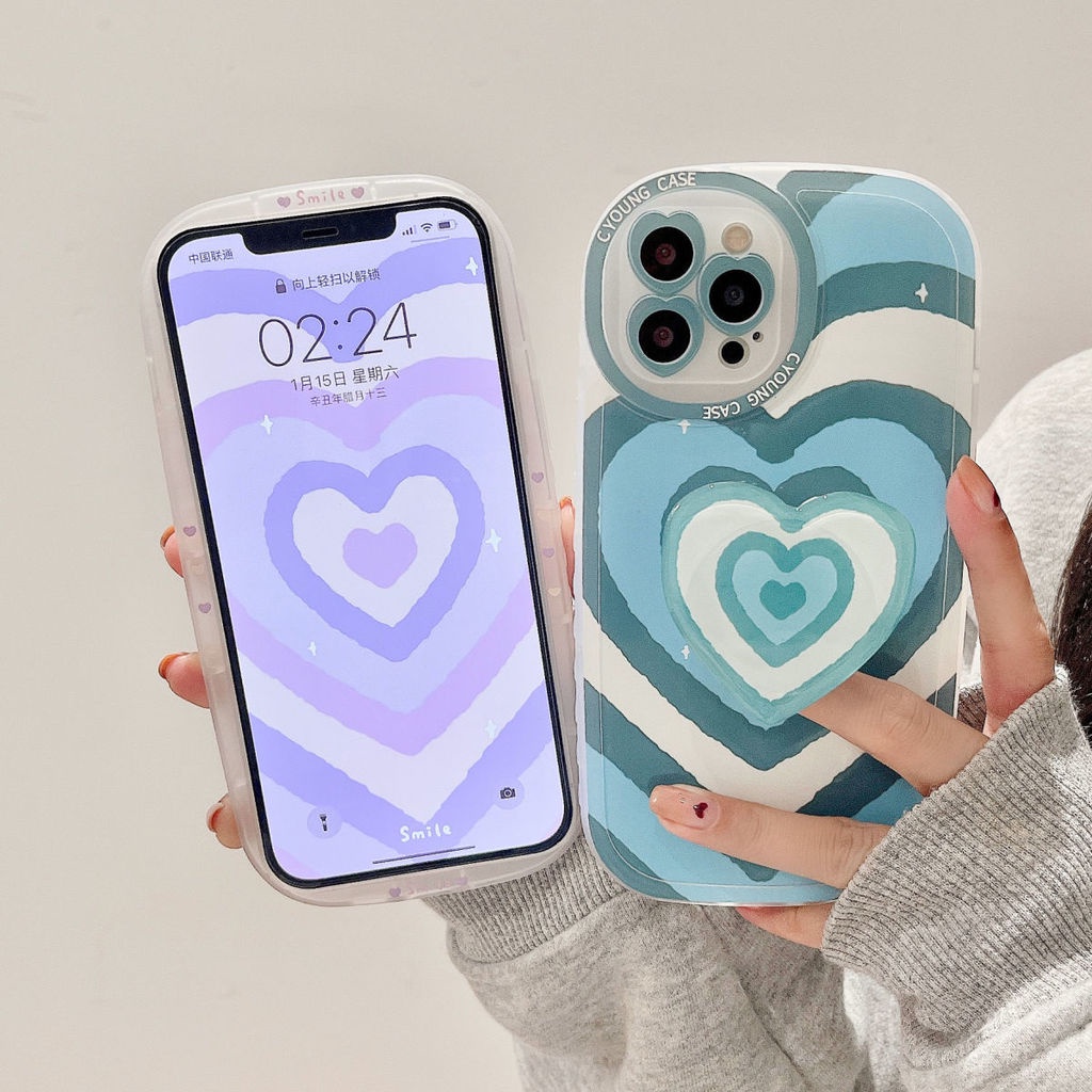 Soft Case Silikon Motif Kartun Hati Untuk IPhone 12 13 11 Pro Max X Xs Max Xr Axzj