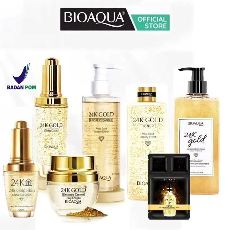 BIOAQUA 24K GOLD SKIN CARE/Serum wajah /essence Cream/cleanser/sabun