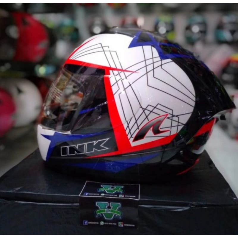 INK HELM CL MAX#3 WHITE RED BLUE PAKET GANTENG SNI DOT (Ongkir Termurah 2 kg)-Original