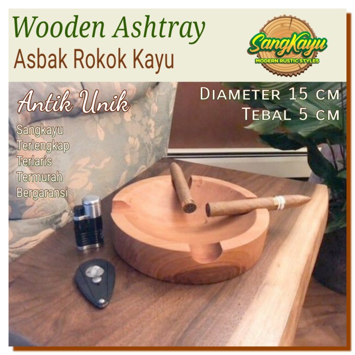 Asbak kayu asbak rokok 15 x 5cm wooden ashtray asbak unik antik rustic