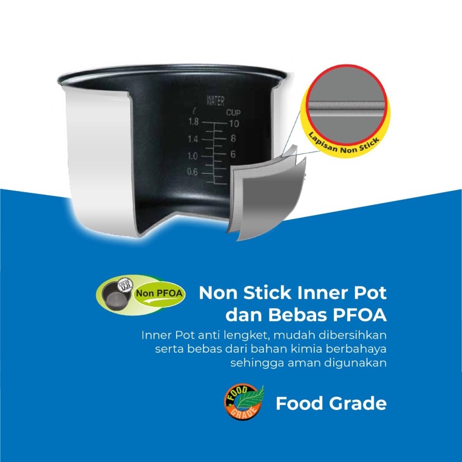 MIYAKO Magic Com 1,8 Liter MCM 528 SB - Garansi Resmi 1 Tahun
