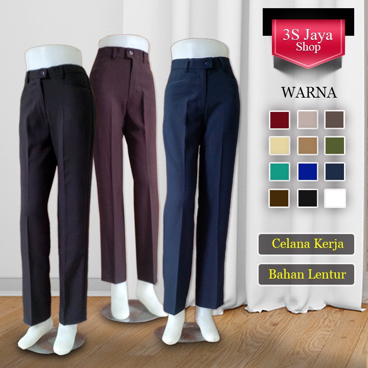 Celana Kerja Wanita Size S M L XL XXL Syakira Kancing Celana Kerja Wanita Size S M L XL XXL Syakira Kancing