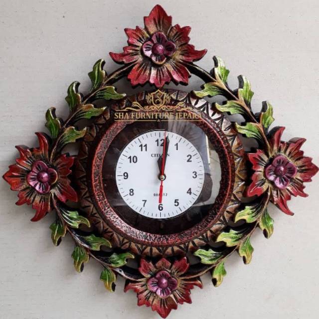 Jam dinding jati/Jam dinding ukir jati