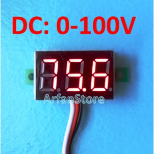 DC 0-100V Mini Voltmeter Digital Volt Meter Display Merah 3 Kabel