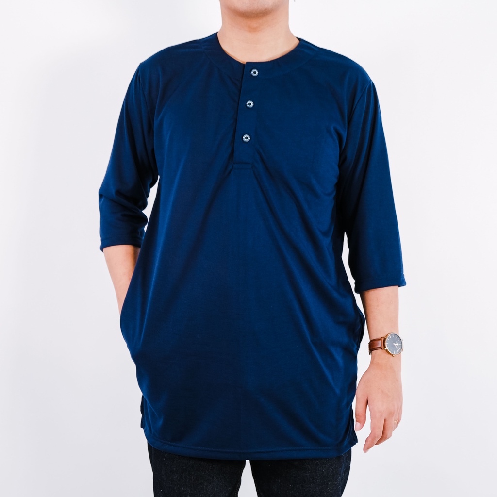 Kurta Pakistan Bahan Kaos Lengan 3/4 Baju Koko Muslim Modern