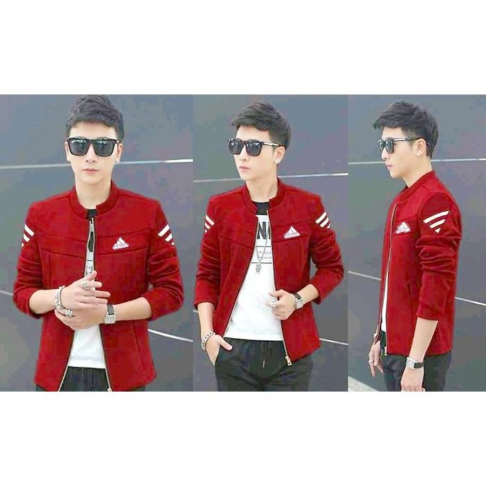 JAKET BOMBER PRIA IMPORT Jaket Pria Trendy Adidas Line Shoulder - Merah 74WWU