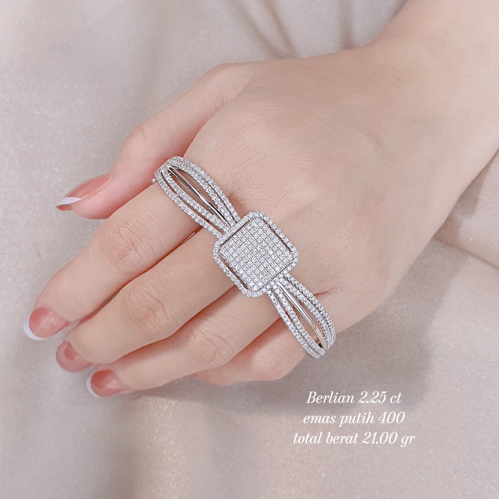 perhiasan gelang berlian asli eropa 2.25 ct bahan emas putih kode 1232
