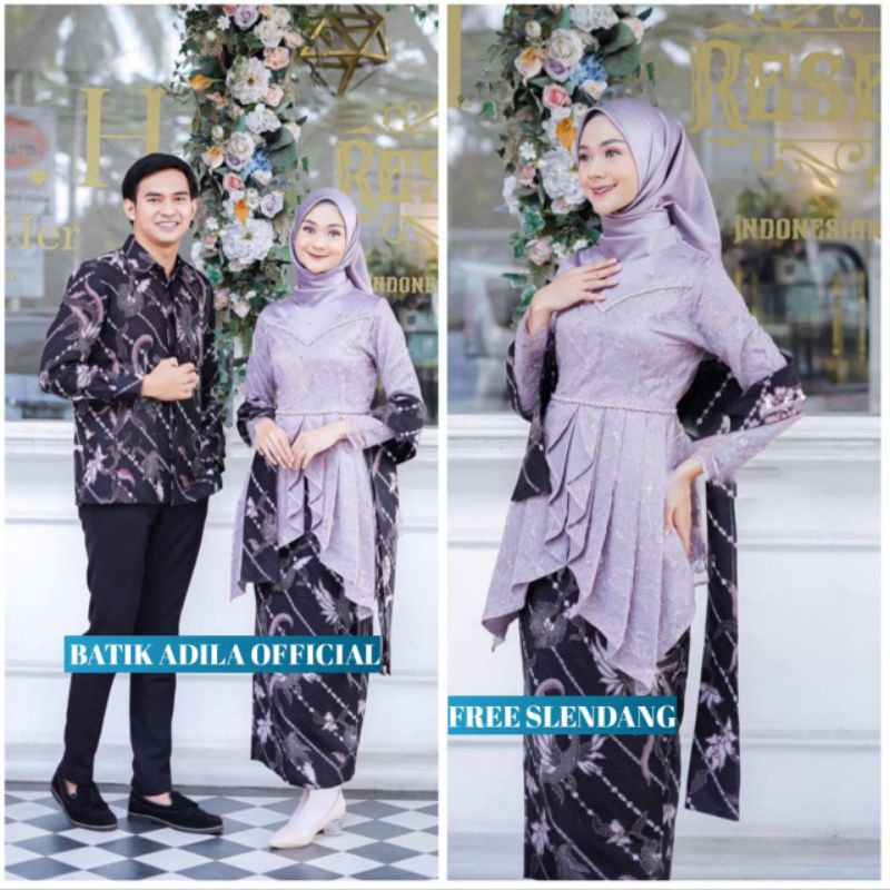 Couple Kebaya Modern Baju Wisuda Tunangan Lamaran Terbaru Baju Batik Brokat Couple laffeya mauve