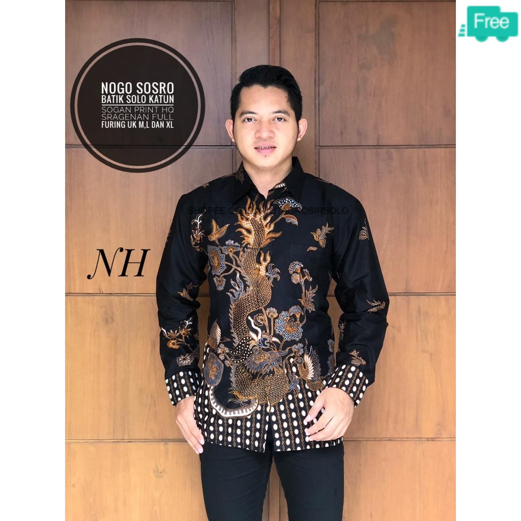 ATASAN TRADISIONAL KEMEJA BATIK PRIA PREMIUM NOGO SOSRO  MOTIF TERBARU SOLO XXXL