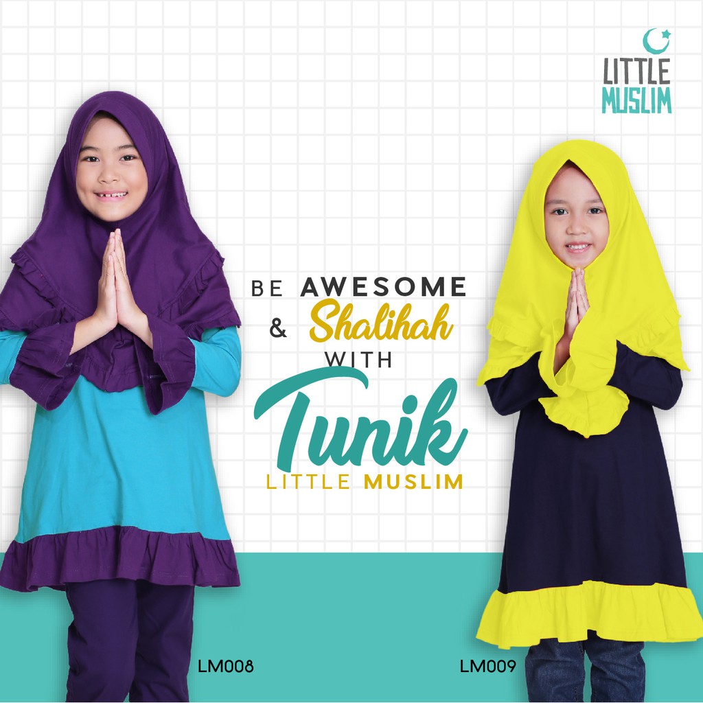 Set Tunik dan Jilbab Anak Little Muslim by Afrakids