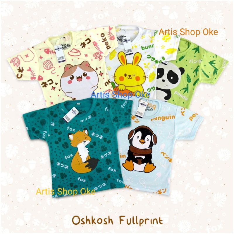 KAOS ANAK OSHKOSH FULL PRINT PEREMPUAN LAKI LAKI UMUR USIA 1 2 3 4 5 6 TAHUN NISMARAFIE