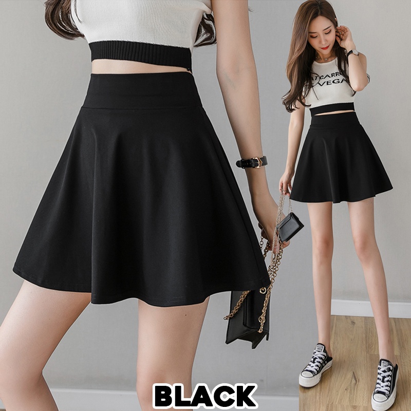 KARAKOREA 806 Bubble Flare Skirt (With Inner Pants) /Scuba Premium/Rok wanita mini ada /Rok payung/Rok Lebar/Rok Scuba/Rok Import/Rok Midi/Rok polos/Rok hitam/Rok korea/Rok Pendek