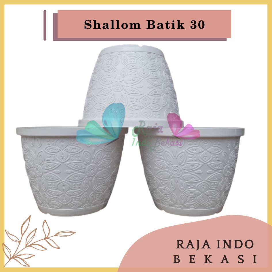 Rajaindobekasi Pot Shallom Batik 30 Putih Pot Bunga Motif Batik Timbul Pot Bunga Besar Murah Tebal Bagus Bukan Pot Shallom Glory Glori 30 35 40