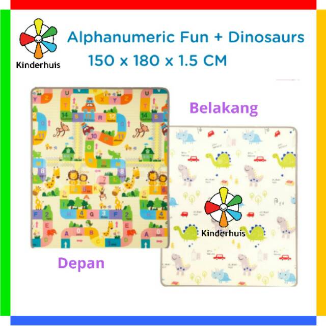 Yofi Playmat Alphanumeric Fun + Dinosaurs tebal 1,5cm / Playmat Tebal