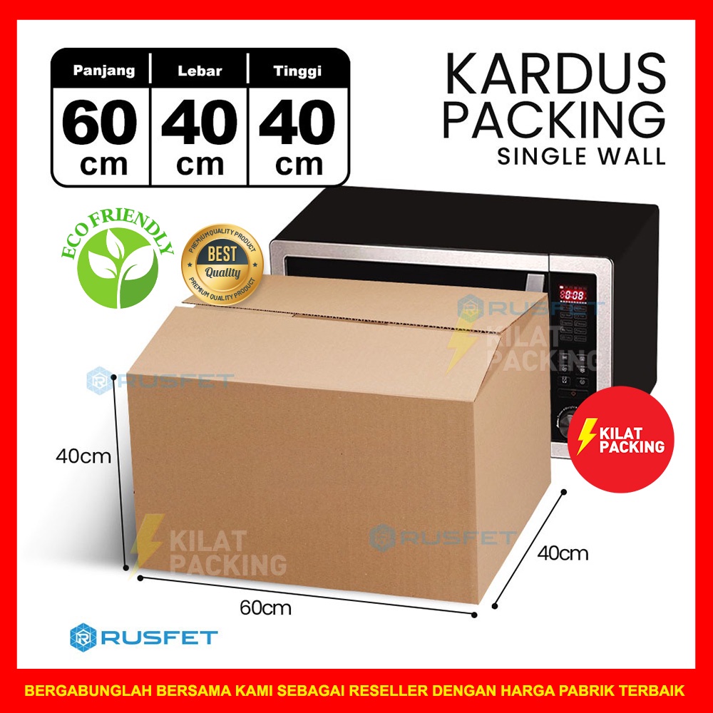 

KARDUS PACKING RUSFET / DUS KARTON BOX PACKING / BOX KARDUS BARU COKLAT POLOS SATUAN - 60 X 40 X 40