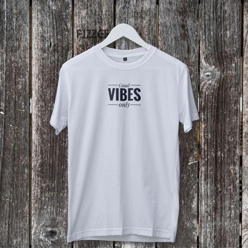 Kaos Distro Motif Good Vibes Only / Baju Unisex Distro Pria dan Wanita / Kaos Pria Keren Murah