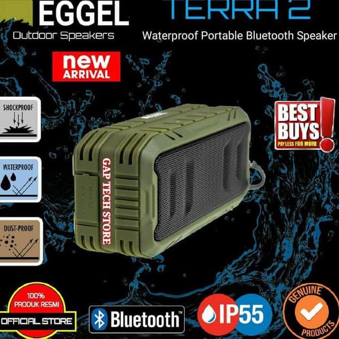 EGGEL TERRA 2   TERRA2 WATERPROOF PORTABLE BLUETOOTH SPEAKER ORIGINAL